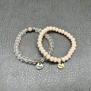 Erimish Bracelet Set Crystal Beaded Stretch Stackable Charm Women 6 Inch